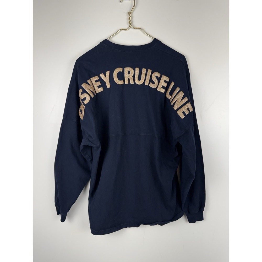 Disney Cruise Line Spirit Jersey Small Navy Blue Gold Glitter Long Sleeve Shirt